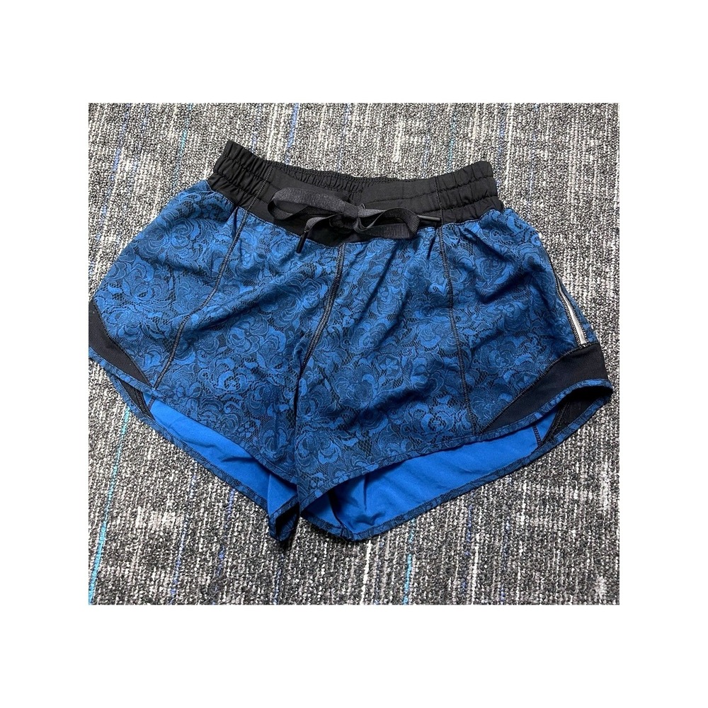 Lululemon Hotty Hot Short (Long 4") Mini Park Lace Multi Black Sz 4 Tall Stretch